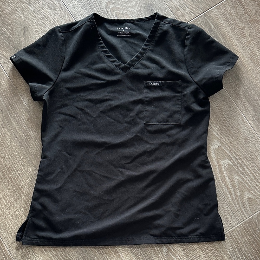 Jaanuu Black V-Neck Scrub Top